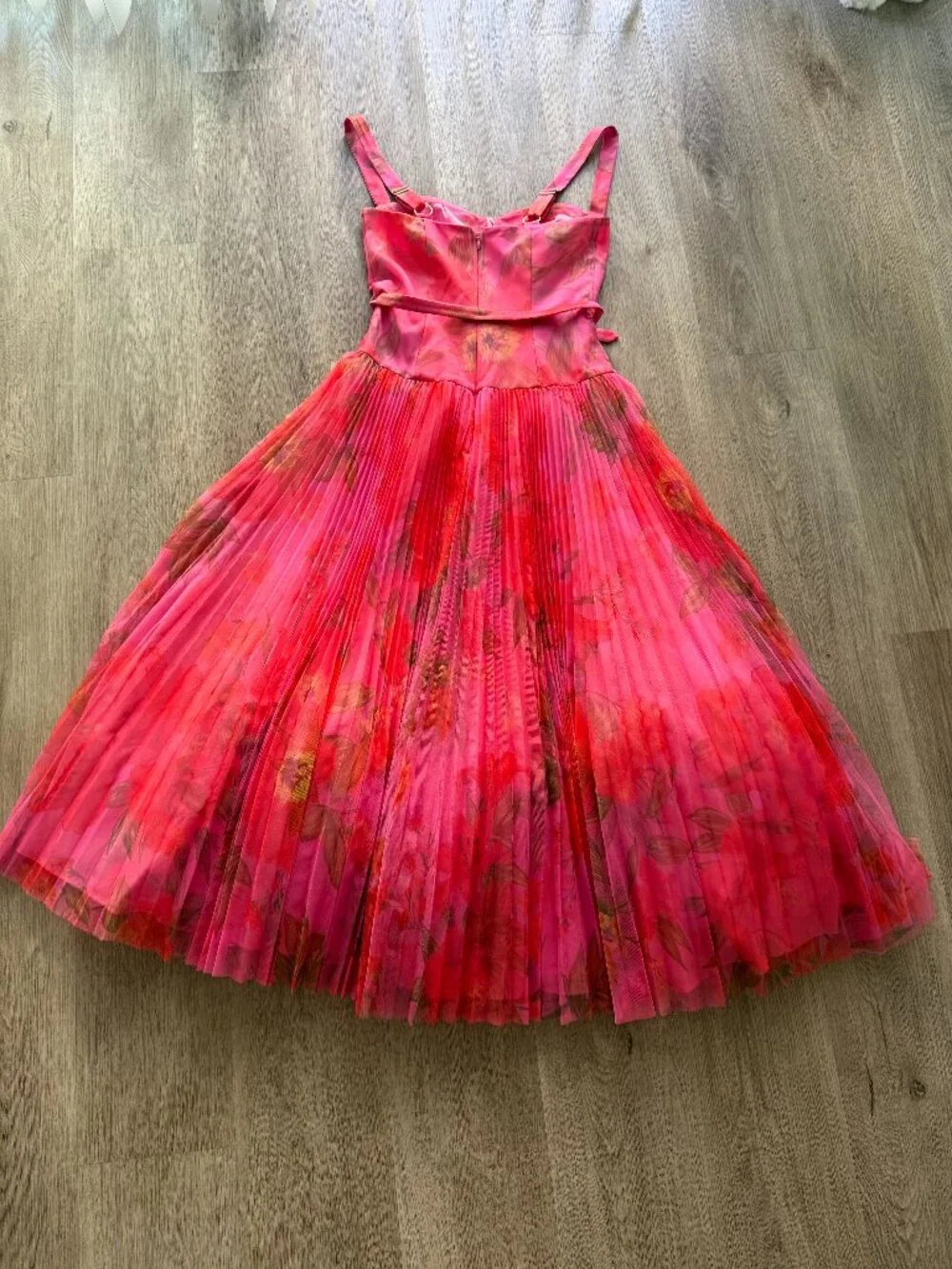 Hutch Lanie pink spanish floral tulle belted maxi gown dress size small NEW - Picture 3 of 8